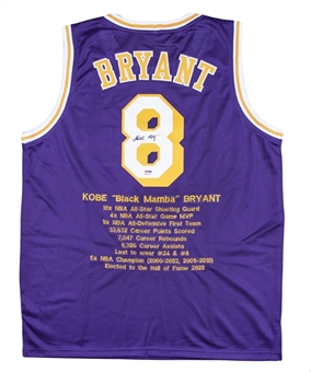 Kobe Bryant Signed Los Angeles Custom Jersey With Embroidered Stats (PSA/DNA)